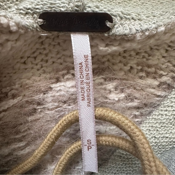 Free People Hoodie Inverness Pullover Sweater Cropped Long Sleeve Oatmeal S - Picture 8 of 12